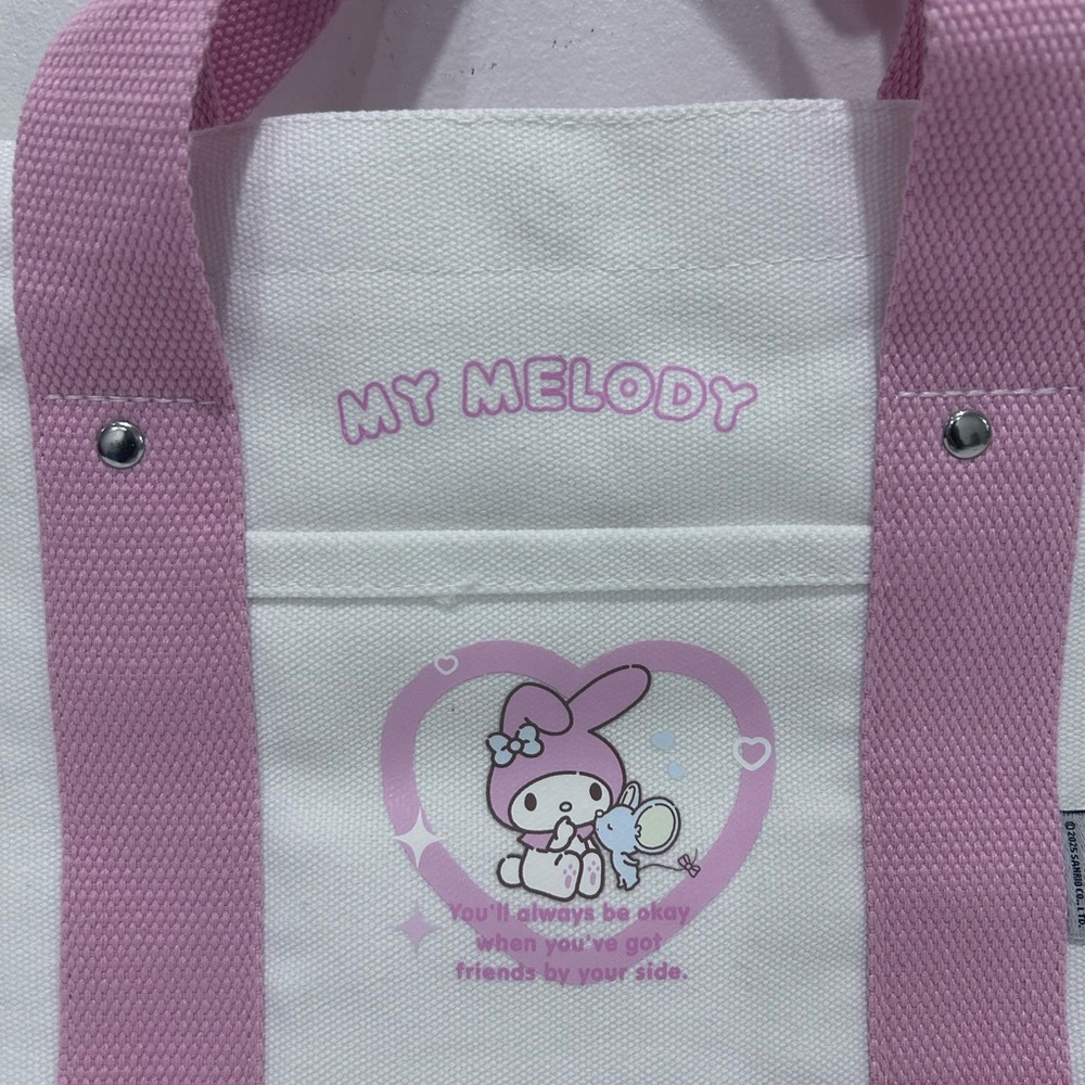 Sanrio My Melody Pink & White Mini Canvas Tote Bag - Picture 3 of 10